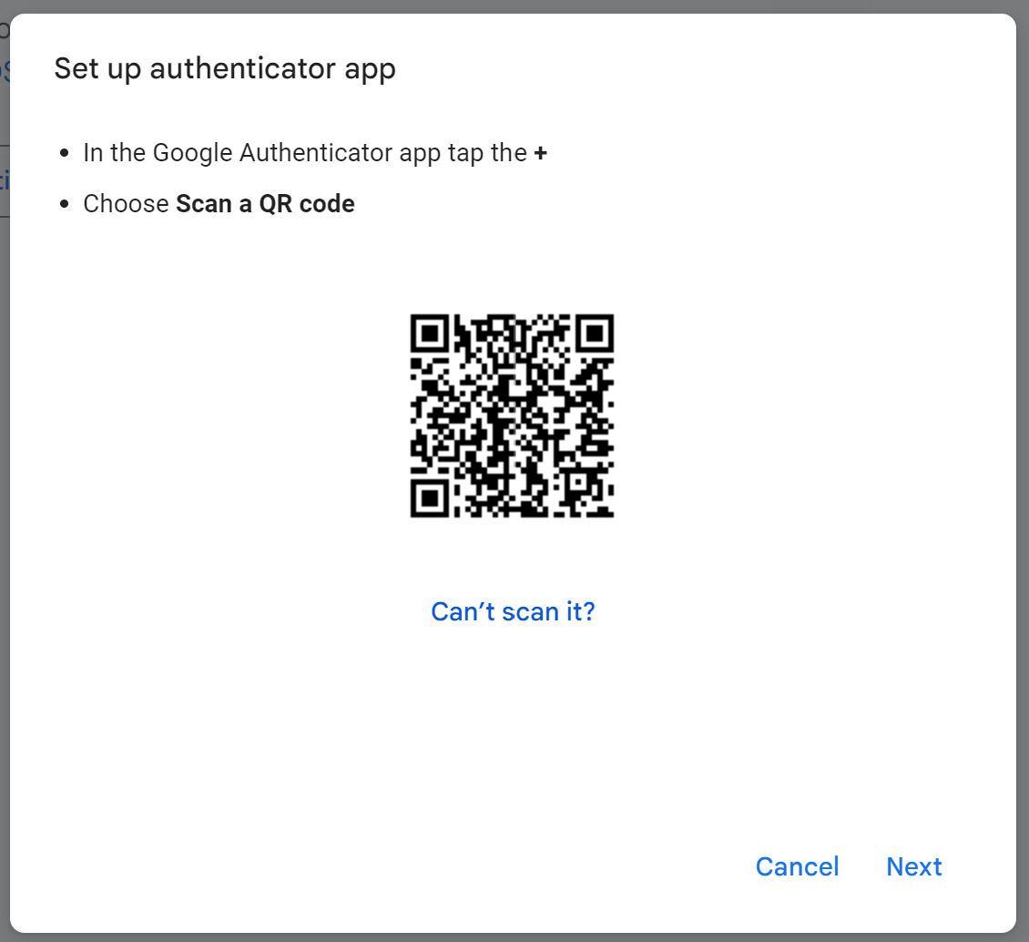 Scan a QR code in the Authenticator app