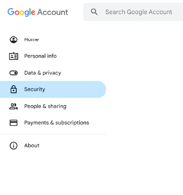 Select Security in the account menu