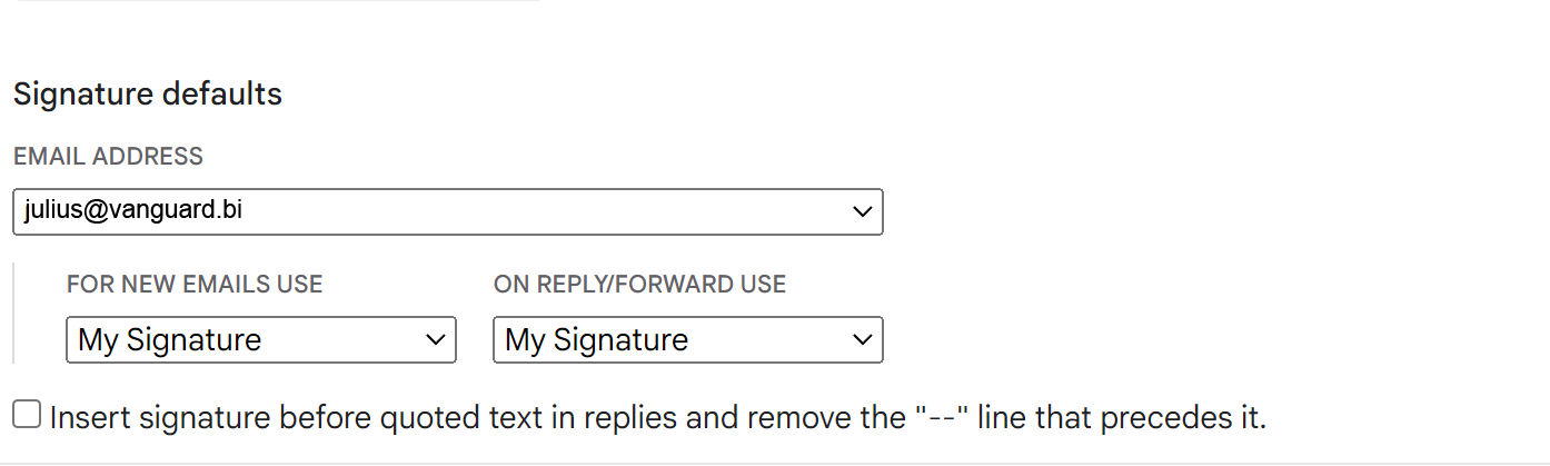 Your HTML signature with clickable links and banners