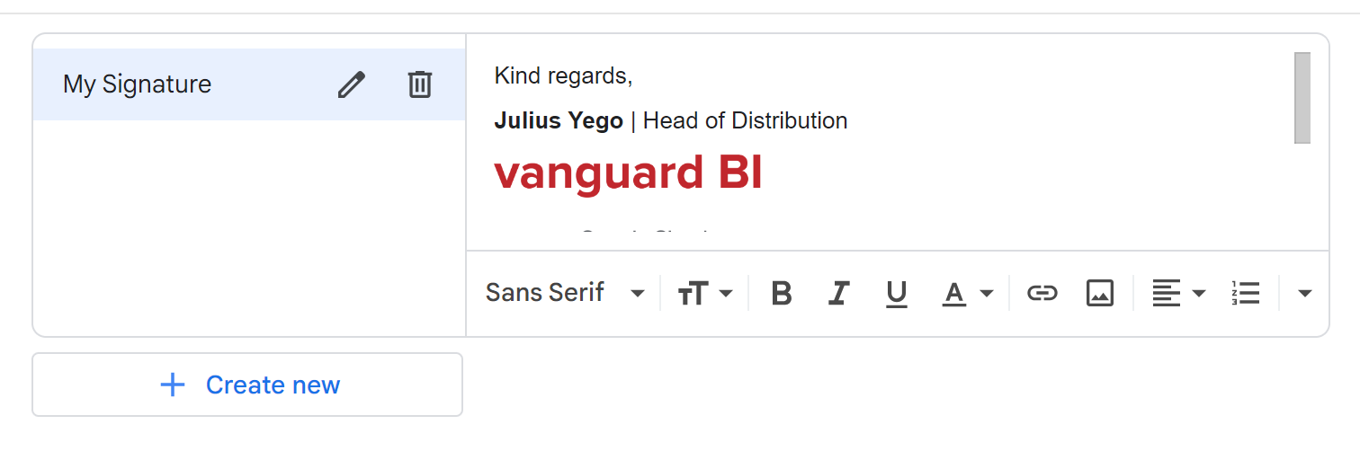 Set your signature defaults for new emails and replies