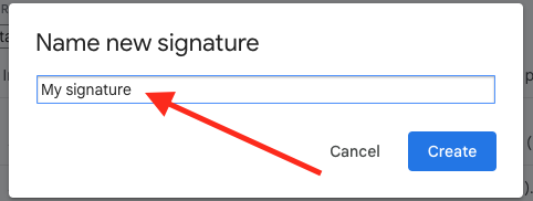 Click Create New and name your signature
