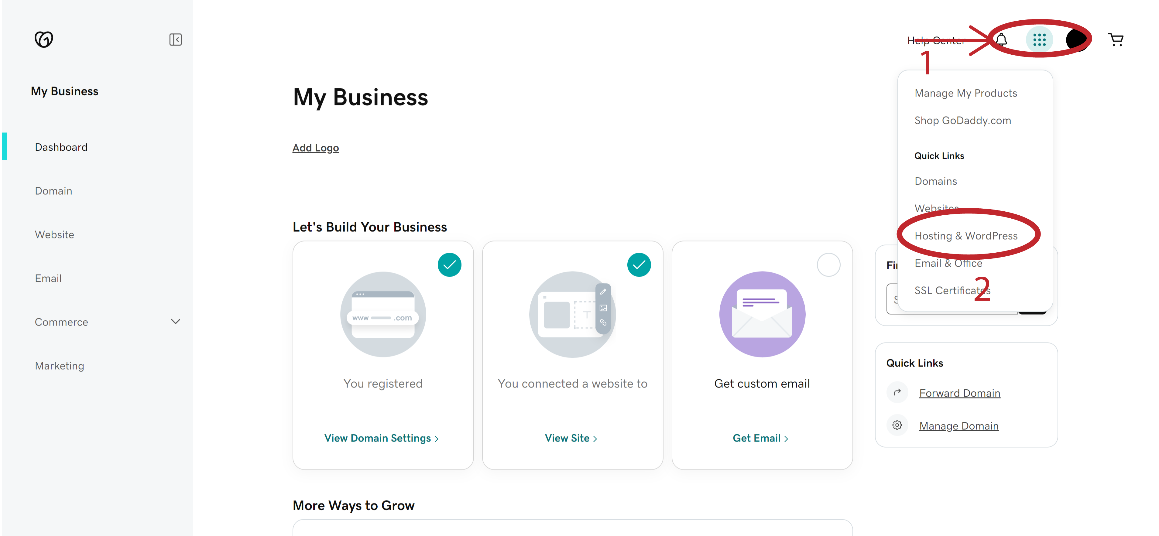 Go to Hosting & WordPress