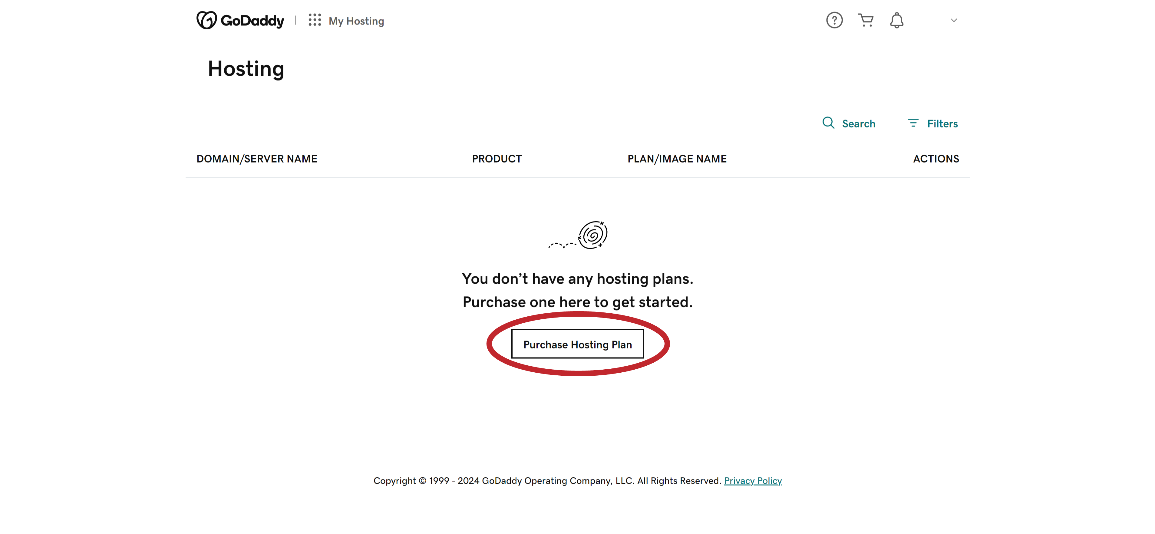 Select Purchase Hosting Plan