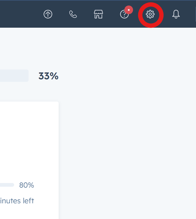 Open settings in HubSpot