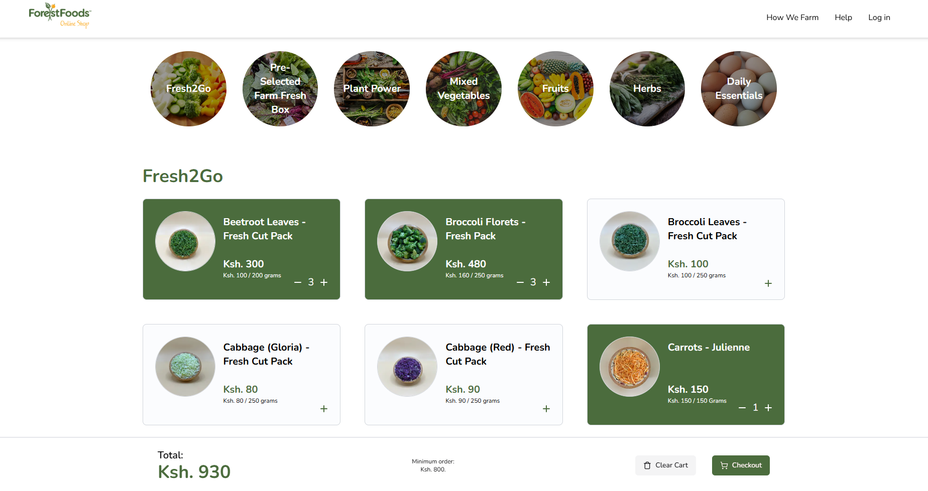 ForestFoods online shop storefront